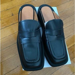 Black ganni mule loafers
